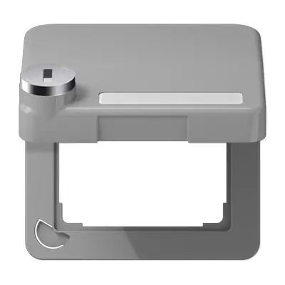 JUNG klapdeksel met slot voor wandcontactdoos van 50 x 50 mmCD500 grijs (CD 590 BFKLSL GR)