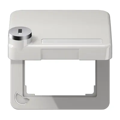 JUNG klapdeksel met slot voor wandcontactdoos van 50 x 50 mm CD500 lichtgrijs (CD 590 BFKLSL LG)
