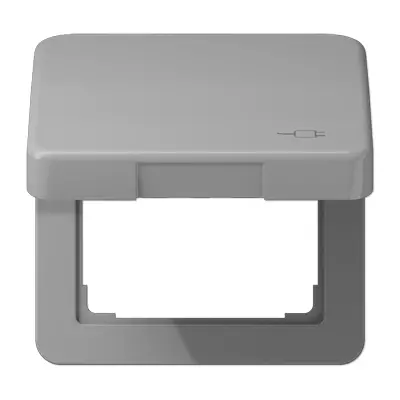 JUNG klapdeksel voor wandcontactdoos van 50 x 50 mm met stekkersymbool CD500 grijs (CD 590 KL SOC GR)