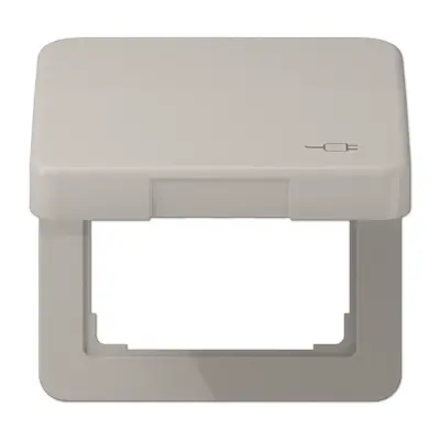 JUNG klapdeksel voor wandcontactdoos van 50 x 50 mm met stekkersymbool CD500 platina (CD 590 KL SOC PT)