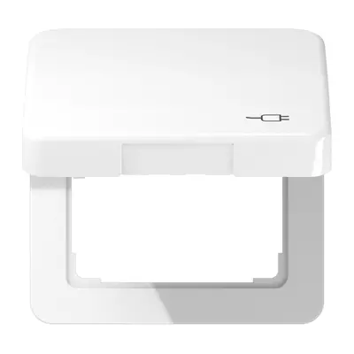 JUNG klapdeksel voor wandcontactdoos van 50 x 50 mm met stekkersymbool CD500 alpine wit (CD 590 KL SOC WW)