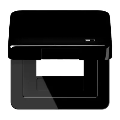 JUNG klapdeksel met USB-ladersymbool CD500 zwart glans (CD 590 KL USB SW)