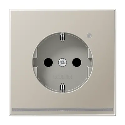 JUNG wandcontactdoos randaarde Safety+ met LED-orientatieverlichting LS990 edelstaal (ES 1520-O LNW)