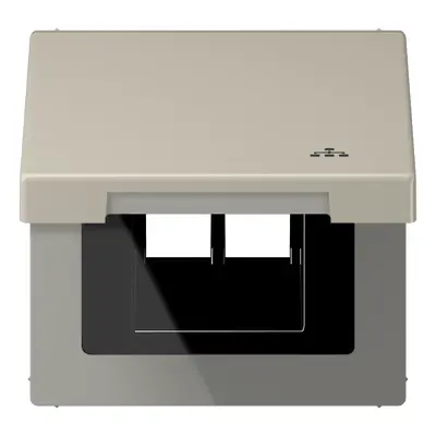 JUNG klapdeksel met LAN-symbool LS990 edelstaal (ES 2990 KL LAN)