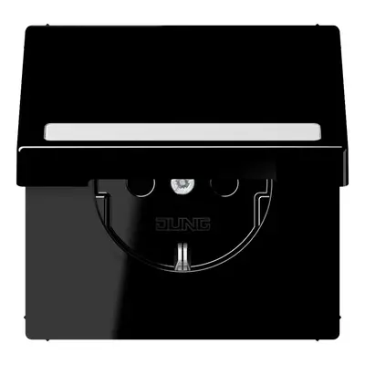 JUNG wandcontactdoos randaarde Safety+ met klapdeksel en tekstvenster LS990 zwart glans (LS 1520 NBFNAKL SW)