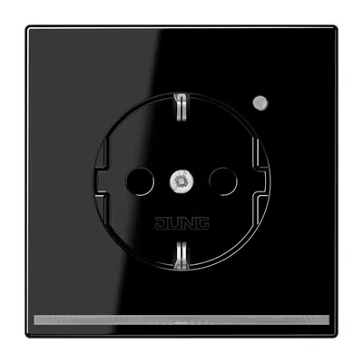 JUNG wandcontactdoos randaarde Safety+ met LED-orientatieverlichting LS990 zwart glans (LS 1520-O SW LNW)