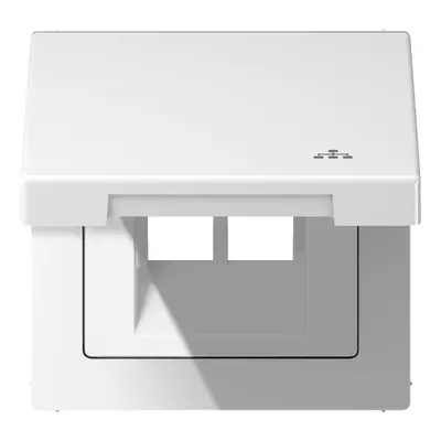 JUNG klapdeksel met LAN-symbool LS990 alpine wit (LS 990 BFKL LAN WW)