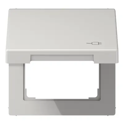 JUNG klapdeksel voor wandcontactdoos van 50 x 50 mm met stekkersymbool LS990 lichtgrijs (LS 990 BFKL SOC LG)