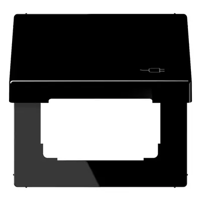 JUNG klapdeksel voor wandcontactdoos van 50 x 50 mm met stekkersymbool LS990 zwart glans (LS 990 BFKL SOC SW)