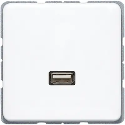 JUNG centraalplaat met draagring en USB-A naar USB-A koppeling CD500 alpine wit (MA CD 1122 WW)