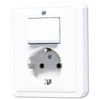 JUNG combinatie schakelaar/wandcontactdoos randaarde CD500 alpine wit (5576 EU WW)