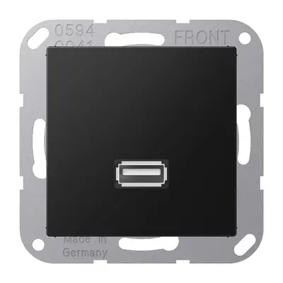 JUNG centraalplaat met draagring en USB-A naar USB-A koppeling A-range grafietzwart mat (MA A 1122 SWM)