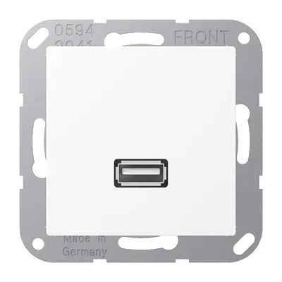 JUNG centraalplaat met draagring en USB-A naar USB-A koppeling A-range sneeuwwit mat (MA A 1122 WWM)