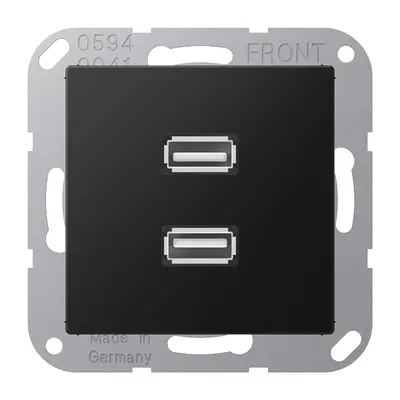 JUNG centraalplaat met draagring en 2 x USB-A naar USB-A koppeling A-range grafietzwart mat (MA A 1153 SWM)