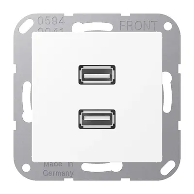 JUNG centraalplaat met draagring en 2 x USB-A naar USB-A koppeling A-range sneeuwwit mat (MA A 1153 WWM)