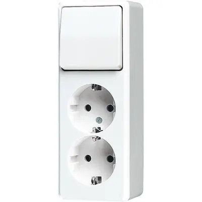 JUNG opbouw combinatie wisselschakelaar/2x wandcontactdoos randaarde AP600 alpine wit (626 A WW)