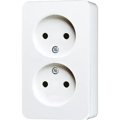 JUNG opbouw 2-voudig wandcontactdoos zonder randaarde Safety+ AP600 alpine wit (6010 KI A WW)