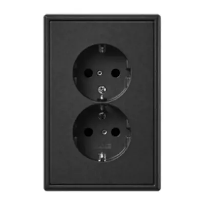 JUNG wandcontactdoos 2-voudig randaarde Safety+ voor ovale 1,5 inbouwdoos LS990 antraciet gelakt aluminium (AL 5015 KI AN-L)