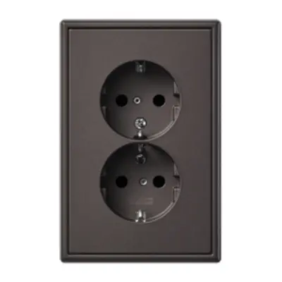 JUNG wandcontactdoos randaarde Safety+ 2-voudig voor 1,5 inbouwdoos LS990 dark gelakt aluminium (AL 5015 KI D-L)