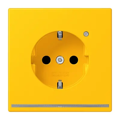 JUNG wandcontactdoos randaarde met LED-orientatieverlichting en lichtsensor Les Couleurs le jaune vif 263 (LC 1520-O LNW 263)