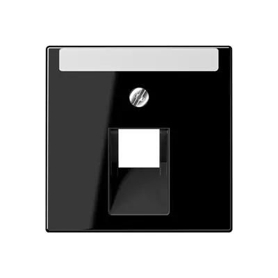 JUNG centraalplaat 1-voudig met tekstvenster tbv RJ45 wandcontactdoos A-range zwart glans (A 569-1 NA PLUA SW)