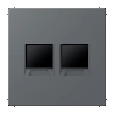 JUNG centraalplaat klikbevestiging 2-voudig met draagring keystone houder Les Couleurs gris fonce 31 202 (LC 1969-2 WE 202)