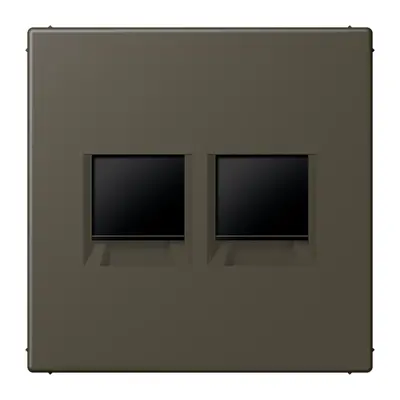 JUNG centraalplaat klikbevestiging 2-voudig met draagring keystone houder Les Couleurs ombre naturelle 31 241 (LC 1969-2 WE 241)