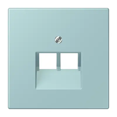 JUNG centraalplaat 2-voudig tbv RJ45 wandcontactdoos Les Couleurs ceruleen clair 214 (LC 969-2 UA 214)
