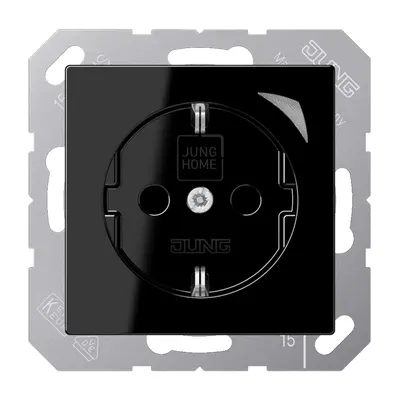 JUNG HOME wandcontactdoos randaarde Energy A-range zwart glans (BT A 1521 SE SW)
