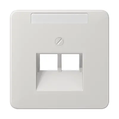 JUNG centraalplaat 2-voudig met tekstvenster tbv RJ45 wandcontactdoos CD500 lichtgrijs (CD 569-2 NAUA LG)