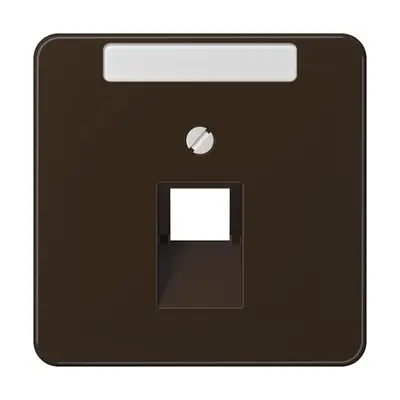 JUNG centraalplaat 1-voudig met tekstvenster tbv RJ45 wandcontactdoos CD500 bruin (CD 569-1 NAUA BR)