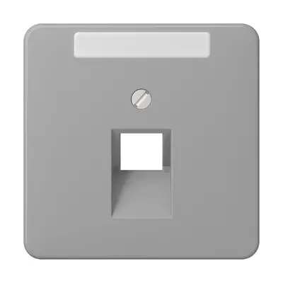 JUNG centraalplaat 1-voudig met tekstvenster tbv RJ45 wandcontactdoos CD500 grijs (CD 569-1 NAUA GR)