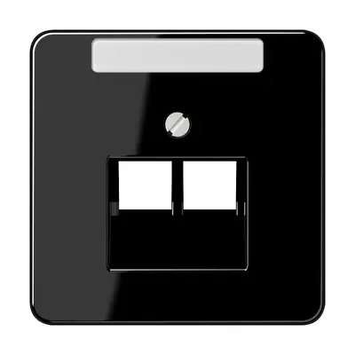 JUNG centraalplaat 2-voudig met tekstvenster tbv RJ45 wandcontactdoos zwart (CD 569-2 NAUA SW)