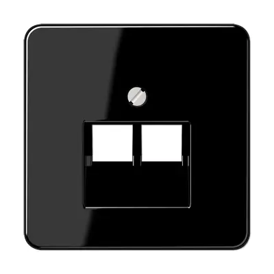 JUNG centraalplaat 2-voudig tbv RJ45 wandcontactdoos CD500 zwart glans (CD 569-2 UA SW)