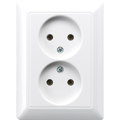 JUNG wandcontactdoos vlak zonder randaarde 2-voudig AS500 alpine wit (AS 5010 U WW)