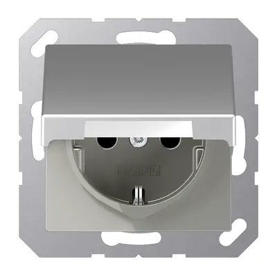JUNG wandcontactdoos randaarde klapdeksel A-range aluminium (A 1520 BFKLAL)