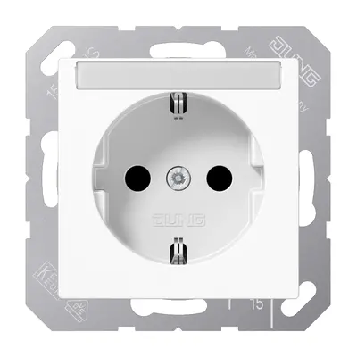 JUNG wandcontactdoos randaarde met tekstvenster en klauwbevestiging A-range alpine wit (A 1520 BFNA WW)