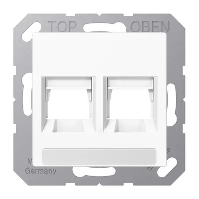 JUNG centraalplaat met draagring en tekstvenster 2-voudig voor modulair jack A-range alpine wit (A 1569-2 NA WE WW)