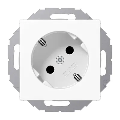 JUNG wandcontactdoos randaarde 45 graden Safety+ A-range alpine wit (A 520-45 KI WW)