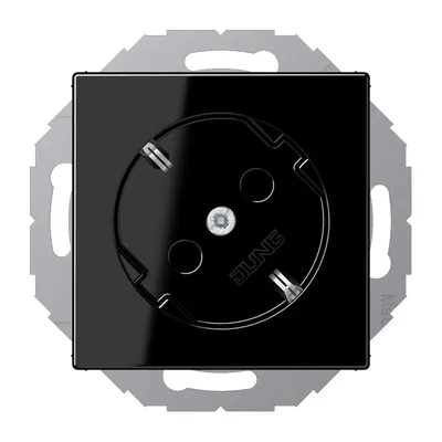 JUNG wandcontactdoos randaarde 45 graden Safety+ A-range zwart glans (A 520-45 KI SW)