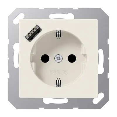 JUNG wandcontactdoos randaarde Safety+ met USB-A A-range creme (A 1520-18 A)