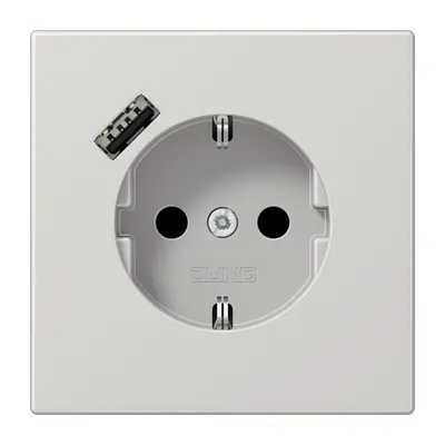 JUNG wandcontactdoos randaarde Safety+ met USB-A LS990 lichtgrijs (LS 1520-18 A LG)