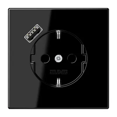JUNG wandcontactdoos randaarde Safety+ met USB-A LS990 zwart (LS 1520-18 A SW)