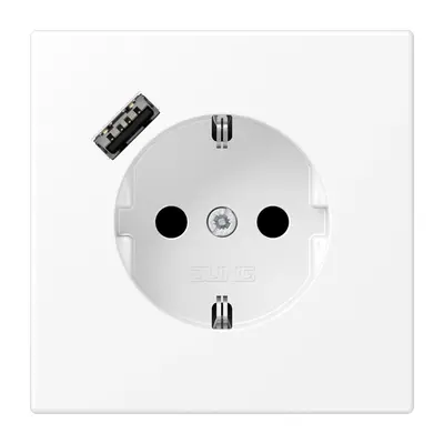 JUNG wandcontactdoos randaarde Safety+ met USB-A LS990 sneeuwwit mat (LS 1520-18 A WWM)