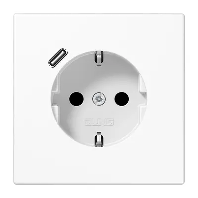 JUNG wandcontactdoos randaarde Safety+ met USB-C LS990 alpine wit (LS 1520-18 C WW)