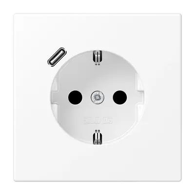 JUNG wandcontactdoos randaarde Safety+ met USB-C LS990 sneeuwwit mat (LS 1520-18 C WWM)