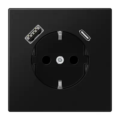 JUNG wandcontactdoos randaarde Safety+ met USB type A en C LS990 grafietzwart mat (LS 1520-15 CA SWM)