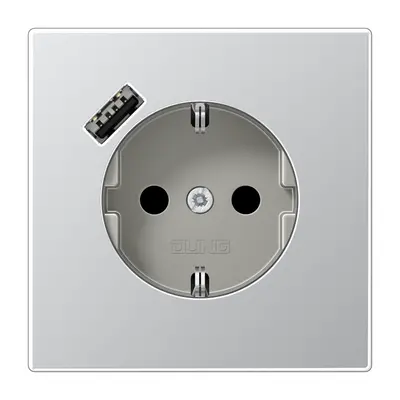 JUNG wandcontactdoos randaarde Safety+ met USB-A LS990 aluminium (AL 1520-18 A)