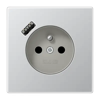 JUNG wandcontactdoos penaarde Safety+ met USB type A LS990 aluminium (AL 1520 F-18 A)