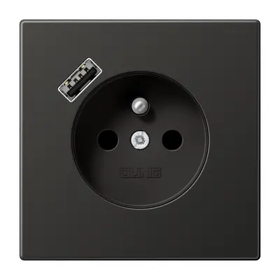 JUNG wandcontactdoos penaarde Safety+ met USB type A LS990 antraciet gelakt aluminium (AL 1520 F-18 A AN)